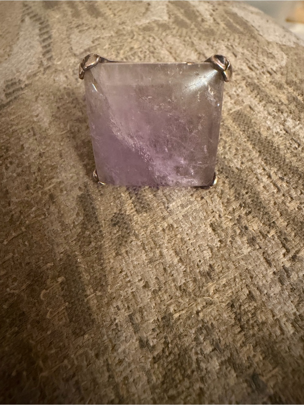 Lavender square Gemstone Cocktail Ring - gold plated Setting size 8-1/4